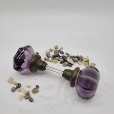 Purple glass double door knob