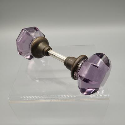 Purple glass double door knob