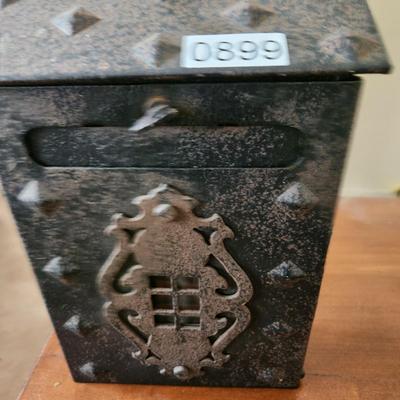 Vintage Cast Iron Black Metal Wall mount Letter Mail Box