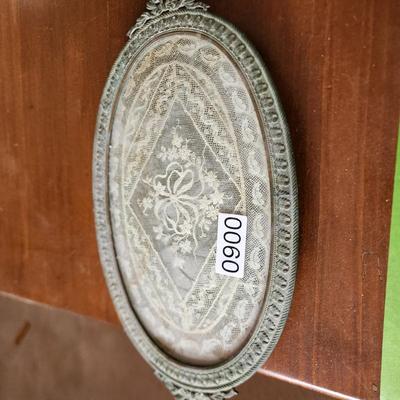 Vintage Vanity Glass Tray with Handmade Lace
