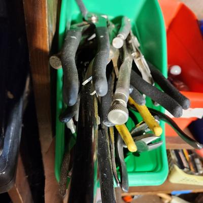 Shelf Lot of Tools Pliers, Drivers,