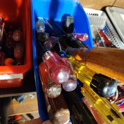 Shelf Lot of Tools Pliers, Drivers,