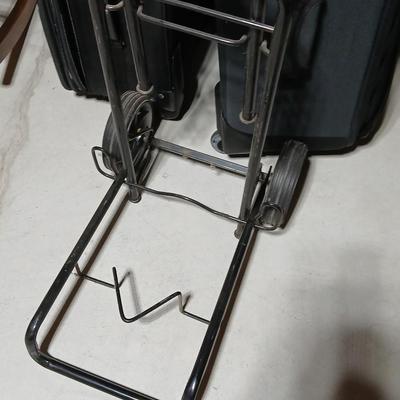 Three different brand & Sized suitcase Luggage with a nice laptop bag and luggage cart