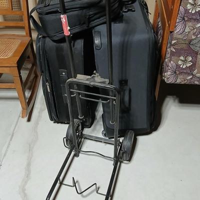 Three different brand & Sized suitcase Luggage with a nice laptop bag and luggage cart