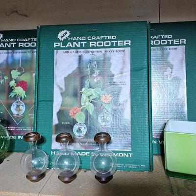 Assortment of Vases and three new handcrafted plant rooters