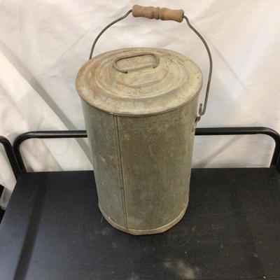 Metal Cream Can With Wood Handle.