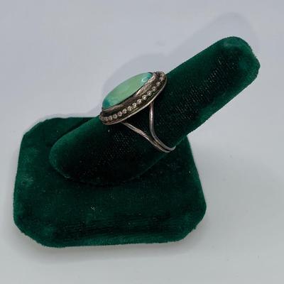 Vintage Navajo Pawn Silver and Turquoise Ring by Jessie Claw