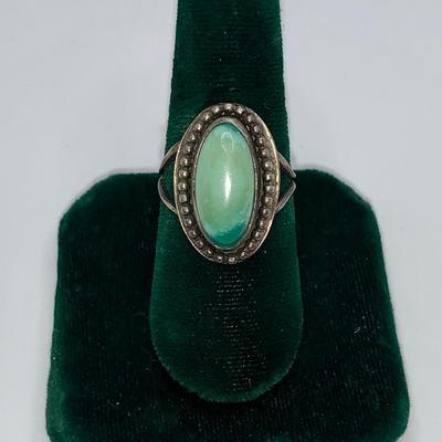 Vintage Navajo Pawn Silver and Turquoise Ring by Jessie Claw