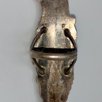 Large Native American Pawn Silver, Turquoise, and Coral Ring