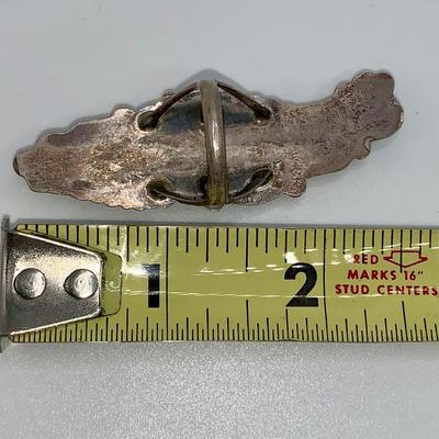 Large Native American Pawn Silver, Turquoise, and Coral Ring