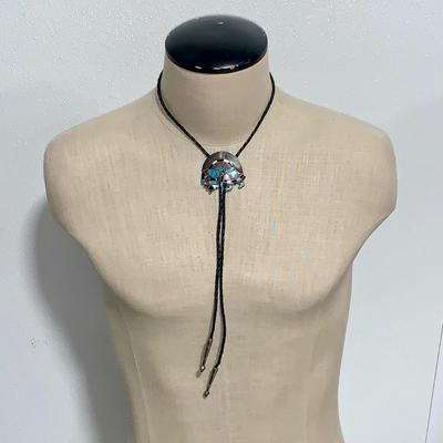 Large Native American Zuni Rainbow Man Bolo Tie