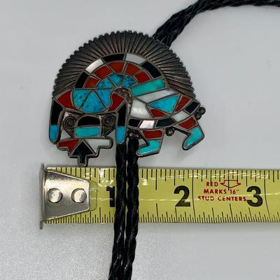Large Native American Zuni Rainbow Man Bolo Tie