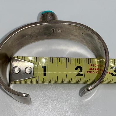 Vintage Zuni Sterling and Turquoise Cuff Bracelet by Roosevelt & Bernice Tekala