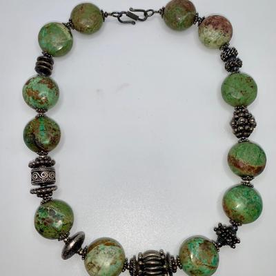 Vintage Native American Turquoise and Pawn Silver Necklace