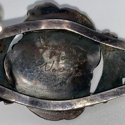 Navajo Pawn Silver, Turquoise, and Coral Bracelet by Justin Morris