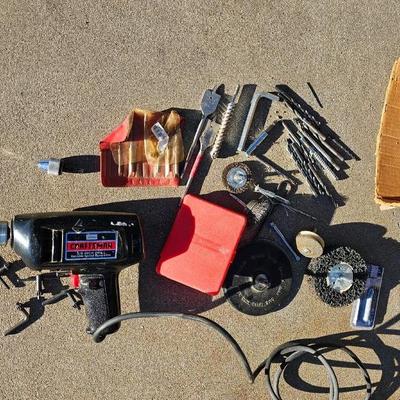 Electric Craftsman 3/8" drill with bits and more