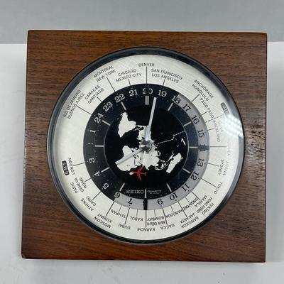 Vintage Seiko Quartz Desk World Clock Red Airplane