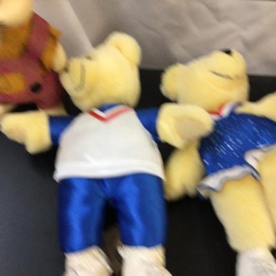 1968 Plastic Dog and Bunny and Two Ice Skating Bears Plushies.