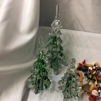 Glass and Pottery Christmas Trees and Wood Christmas Ornaments
