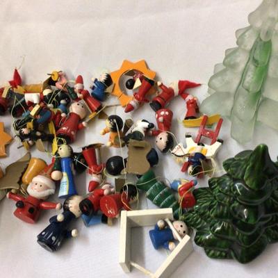 Glass and Pottery Christmas Trees and Wood Christmas Ornaments