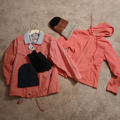 Two pink jackets - Izzy - A Athletic XL with stocking caps
