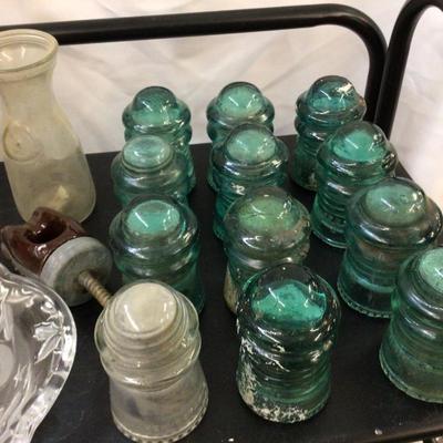 Glass Insulators, PicklecJar, Glass Milk Bottle, Glass Holiday Oval Tray