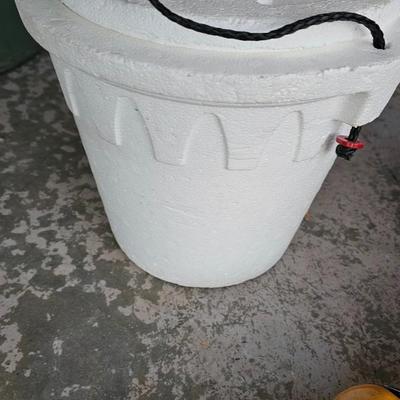 Large vintage metal tacklebox full of fishing tackle and a minnow bucket