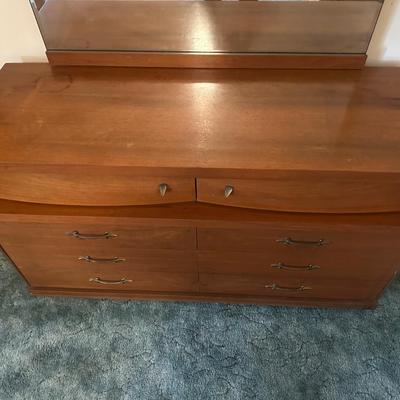 Vintage Bassett Solid Dresser with Original Mirror