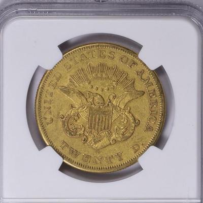1853-O $20 GOLD LIBERTY DOUBLE EAGLE NGC AU 50