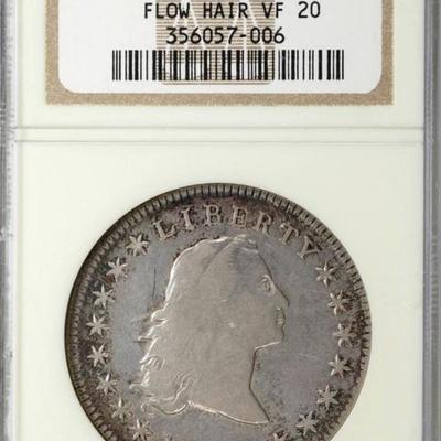 1795 $1 FLOWING HAIR SILVER DOLLAR 3 LEAVES NGC VF 20