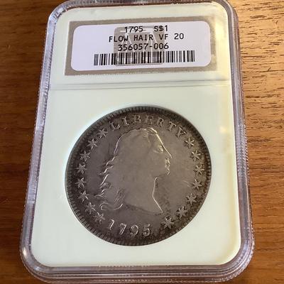 1795 $1 FLOWING HAIR SILVER DOLLAR 3 LEAVES NGC VF 20