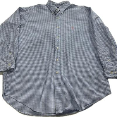 Sale Photo Thumbnail #316: Polo Ralph Lauren Men’s L/S Dress Shirt. Classic Fit. Size 16.5 32/33. Blue and White Checked