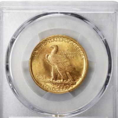 1907 $10 GOLD INDIAN HEAD EAGLE PCGS MS 64+