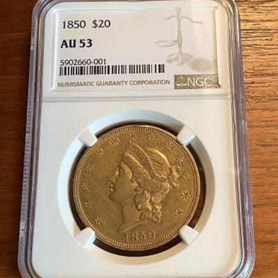 1850 $20 GOLD LIBERTY HEAD DOUBLE EAGLE