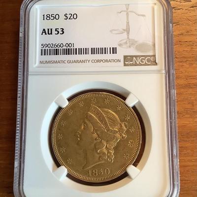 1850 $20 GOLD LIBERTY HEAD DOUBLE EAGLE