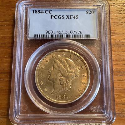 1884-CC GOLD $20 LIBERTY HEAD DOUBLE EAGLE RARE CARSON CITY DATE