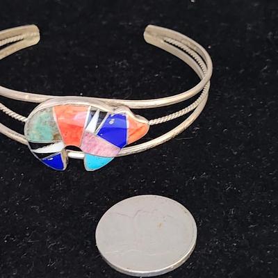Multicolor Inlay Cuff Bracelet