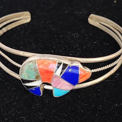 Multicolor Inlay Cuff Bracelet