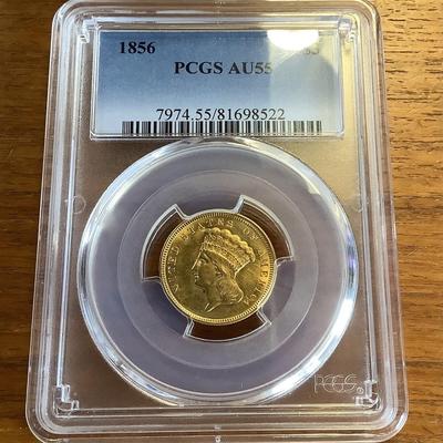 1856 P $3 GOLD INDIAN PRINCESS