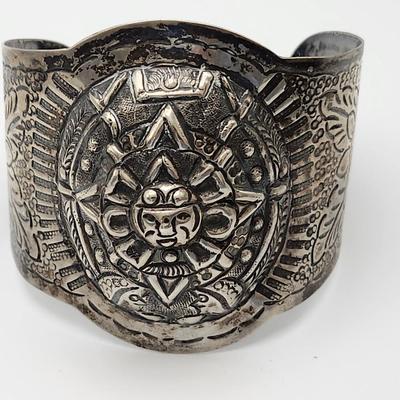 Vintage Maciel Sundial Cuff Bracelet