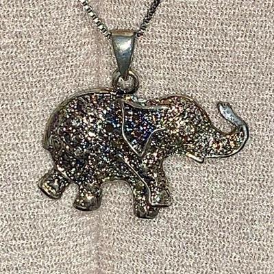 Costume Jewelry Elephant Pendant W/18” Chain