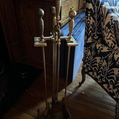 BRASS FIREPLACE TOOL SET
