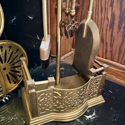 BRASS FIREPLACE TOOL SET