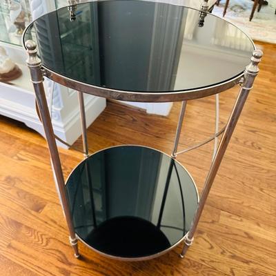 CHROME 2 TIER ROUND ACCENT TABLE