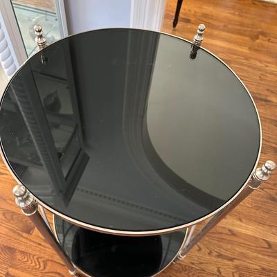 CHROME 2 TIER ROUND ACCENT TABLE