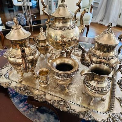 GOLDFEDER SILVER CO FOOTED COFFEE TEA SERVICE