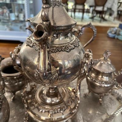 GOLDFEDER SILVER CO FOOTED COFFEE TEA SERVICE