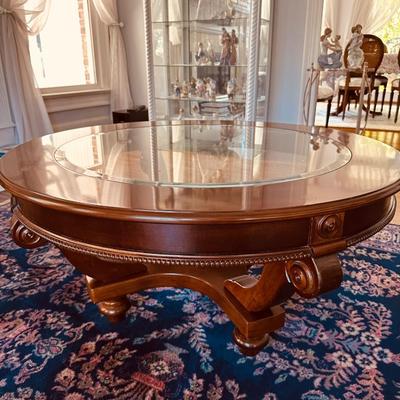 GLASS TOP ROUND COFFEE TABLE