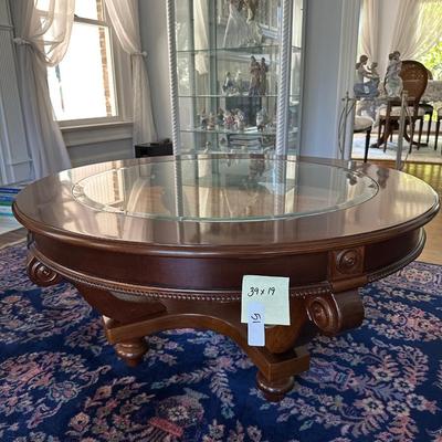 GLASS TOP ROUND COFFEE TABLE