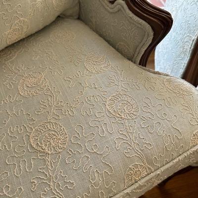 HIS AND HERS FRENCH BERGERE CHAIR PAIR